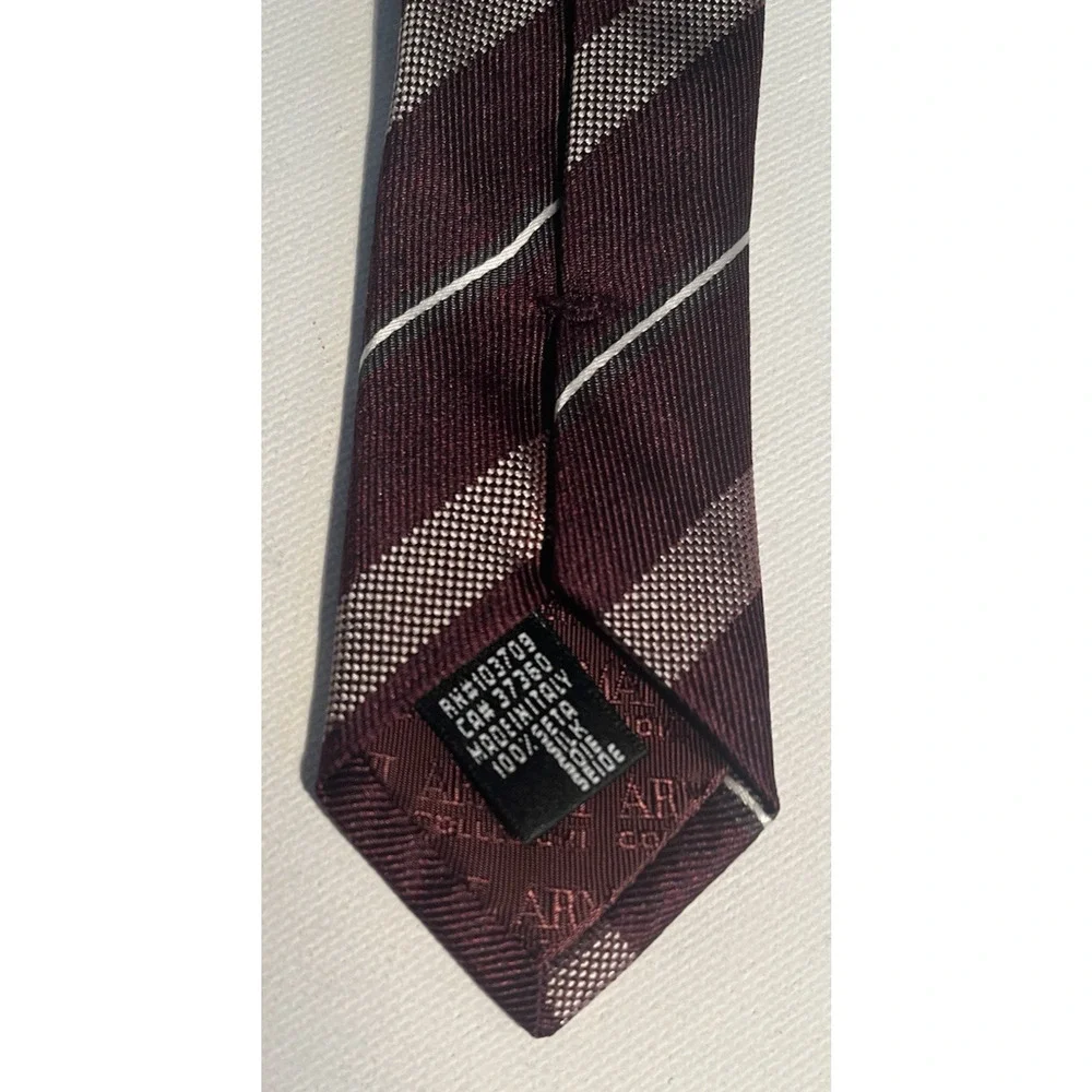 ARMANI COLLEZIONI MEN'S STRIPE TIE, MAROON, 3 1/4